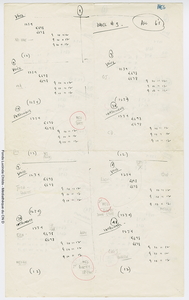 Série de comptes manuscrits photocopiés et annotés renvoyant aux danseurs de la première distribution [ca 1979].