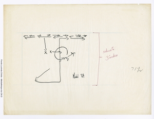 Croquis de parcours manuscrit sur papier calque : "Model '64" [ca février 1973].