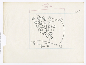Croquis de parcours manuscrit sur papier calque : "Screen'65" [ca févier 1973].